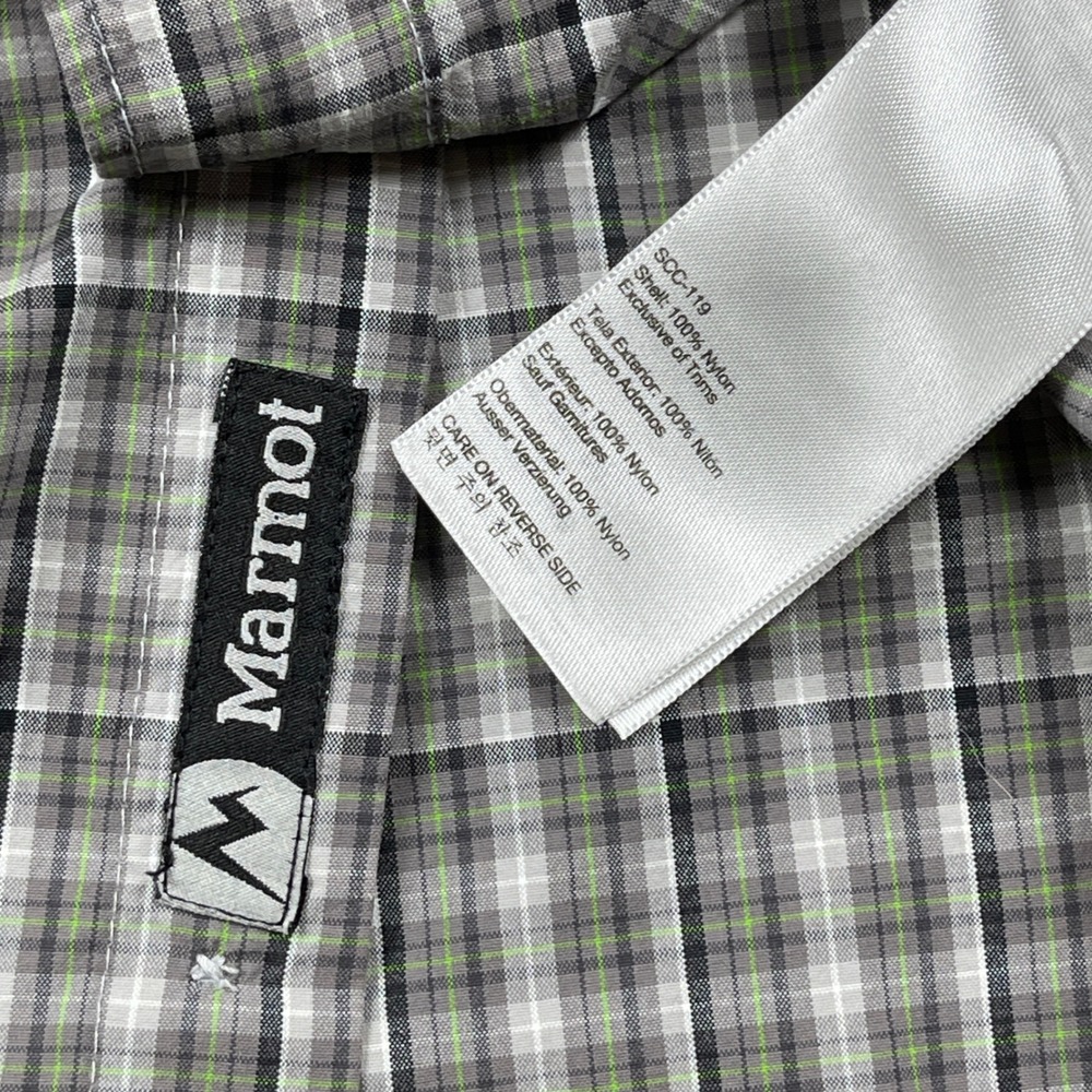 Marmot Button Up Shirt Mens Large Grey Plaid Nylon Hiking Outdoor Performance - Picture 8 of 11